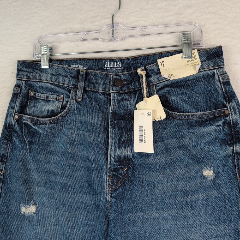 NWT A.N.A Highest Rise Vintage Straight Leg Jeans A New Approach Women's 12